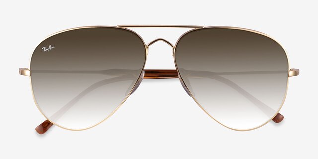 Ray-Ban RB3825 Light Gold MetalSunglass Frames from EyeBuyDirect, Closed View