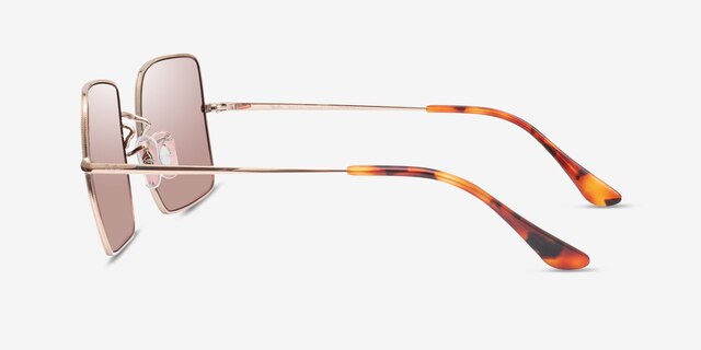Ray-Ban RB1971 Square Shiny Rose Gold MetalSunglass Frames from EyeBuyDirect, Side View