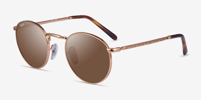 Ray-Ban RB3637 New Round Rose Gold MetalSunglass Frames from EyeBuyDirect, Angle View