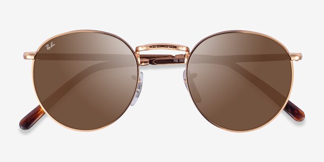 Ray-Ban RB3637 New Round Rose Gold MetalSunglass Frames from EyeBuyDirect, Closed View