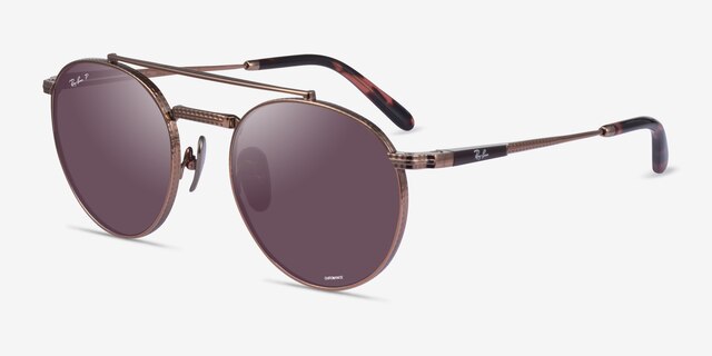 Ray-Ban Round Ii Titanium Rose Gold TitaniumSunglass Frames from EyeBuyDirect, Angle View
