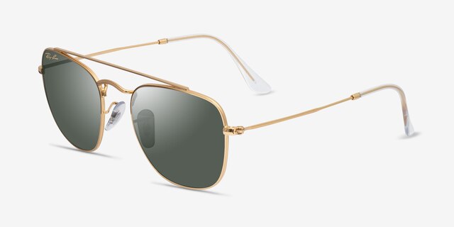 Ray-Ban RB3557 Gold MetalSunglass Frames from EyeBuyDirect, Angle View