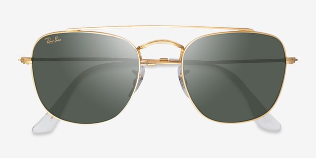 Ray-Ban RB3557 Gold MetalSunglass Frames from EyeBuyDirect, Closed View
