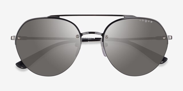 Vogue Eyewear VO4113S Silver Black MetalSunglass Frames from EyeBuyDirect, Closed View