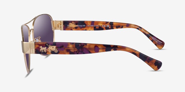 Coach HC7059 L138 Purple Gold MetalSunglass Frames from EyeBuyDirect, Side View