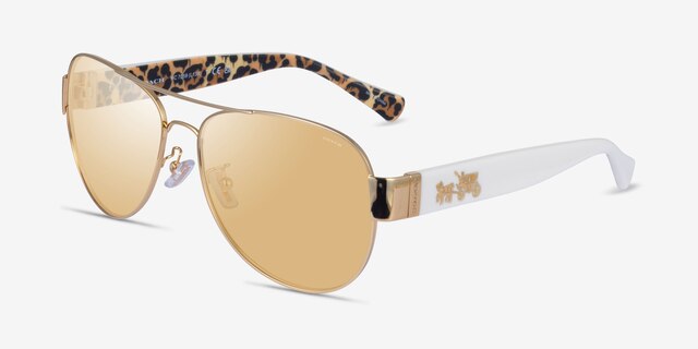 Coach HC7059 L138 Gold MetalSunglass Frames from EyeBuyDirect, Angle View