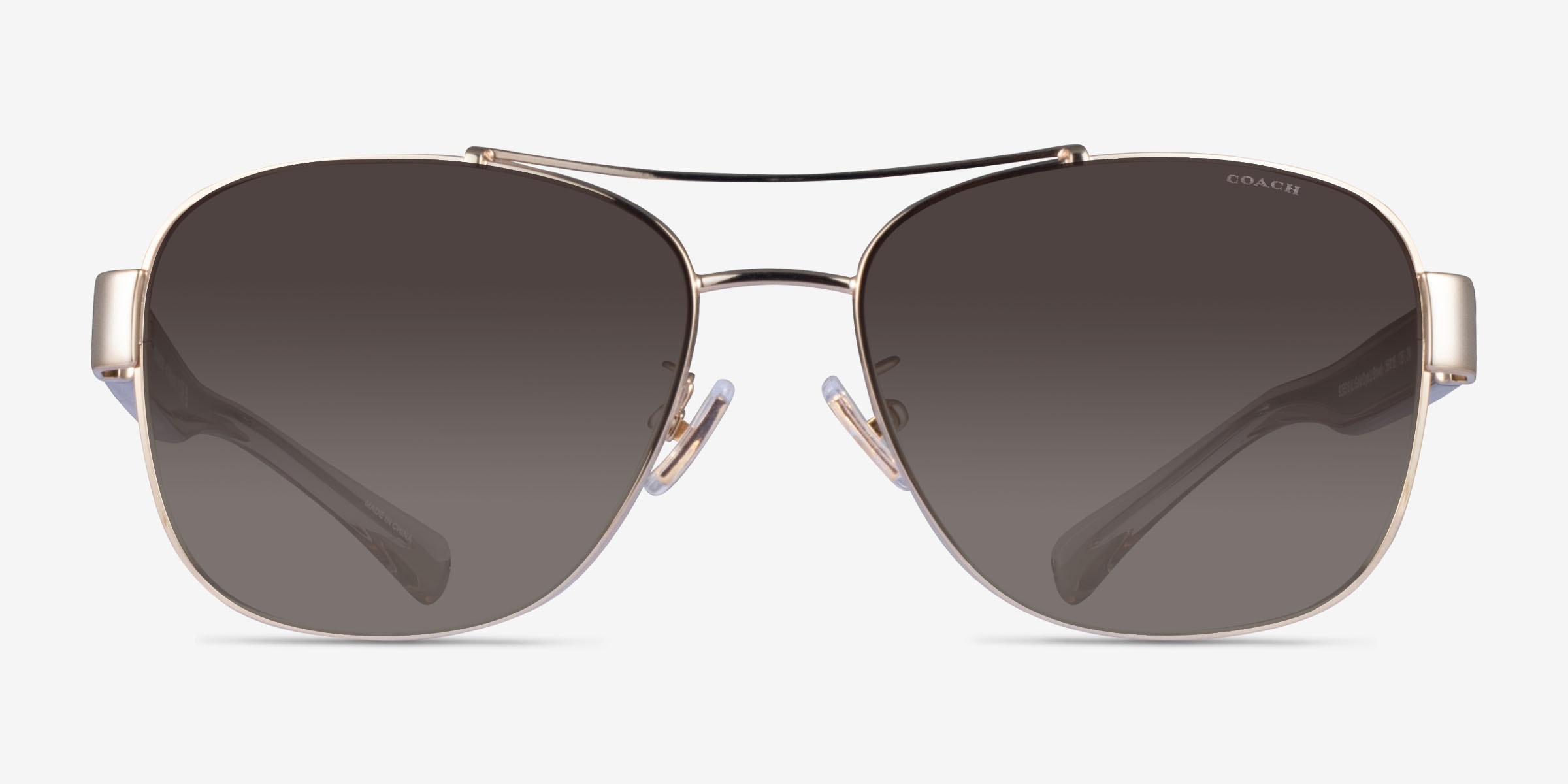 Coach HC7064 L151 - Aviator Light Gold Frame Sunglasses For Women