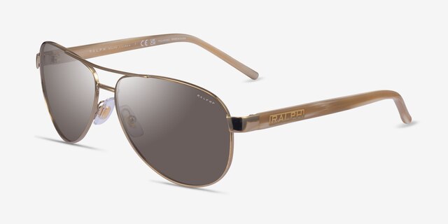 Ralph RA4004 Shiny Gold MetalSunglass Frames from EyeBuyDirect, Angle View