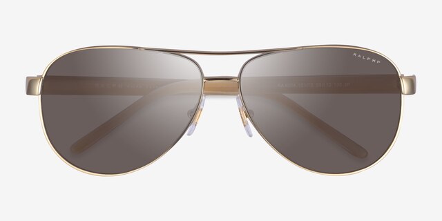 Ralph RA4004 Shiny Gold MetalSunglass Frames from EyeBuyDirect, Closed View