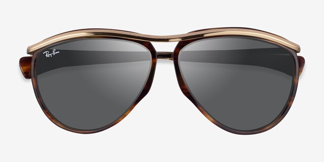 Ray-Ban RB2219 Gold Tortoise MetalSunglass Frames from EyeBuyDirect, Closed View
