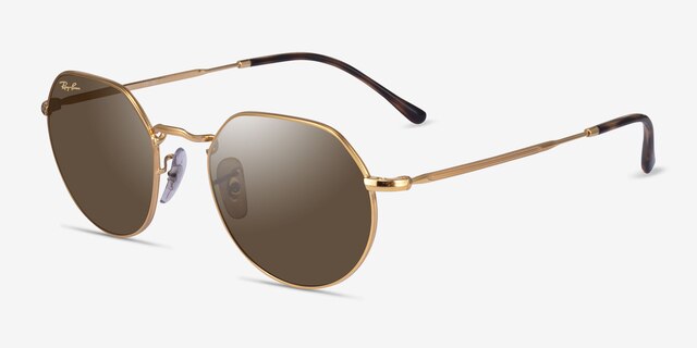 Ray-Ban RB3565 Jack Shiny Gold MetalSunglass Frames from EyeBuyDirect, Angle View