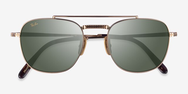 Ray-Ban RB8258 Frank Ii Shiny Gold TitaniumSunglass Frames from EyeBuyDirect, Closed View