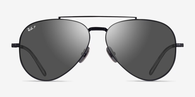 Ray-Ban RB8225 Aviator Shiny Black TitaniumSunglass Frames from EyeBuyDirect, Front View
