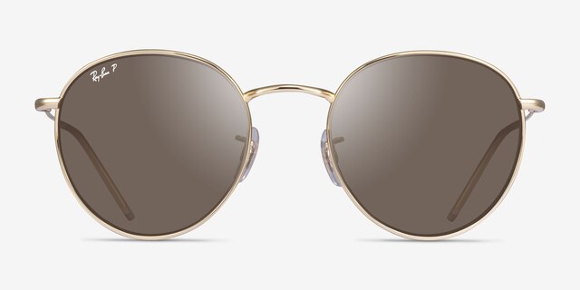 Ray-Ban Round Reverse Gold MetalSunglass Frames from EyeBuyDirect, Front View