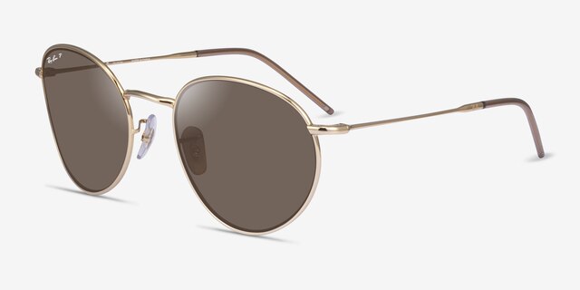 Ray-Ban Round Reverse Gold MetalSunglass Frames from EyeBuyDirect, Angle View