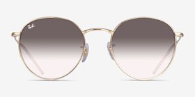 Ray-Ban Round Reverse Light Gold Métal Soleil de Lunette de vue d'EyeBuyDirect, Vue de Face