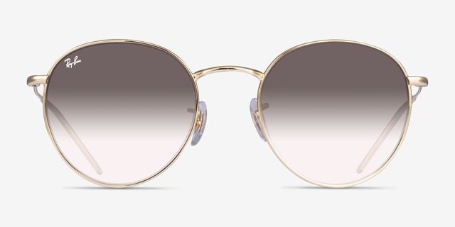 Ray-Ban Round Reverse Light Gold MetalSunglass Frames from EyeBuyDirect, Front View
