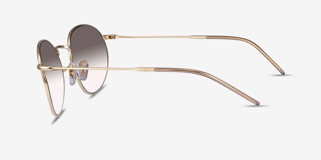 Ray-Ban Round Reverse Light Gold MetalSunglass Frames from EyeBuyDirect, Side View
