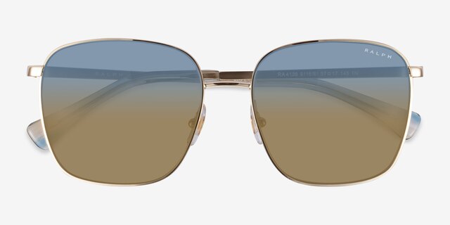 Ralph RA4136 Shiny Gold MetalSunglass Frames from EyeBuyDirect, Closed View