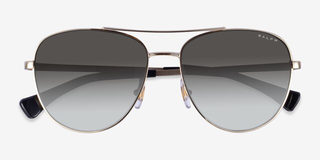 Ralph RA4139 Pale Gold MetalSunglass Frames from EyeBuyDirect, Closed View