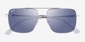 Ray-Ban RB3758 Argenté Métal Soleil de Lunette de vue d'EyeBuyDirect, Vue Rapprochée