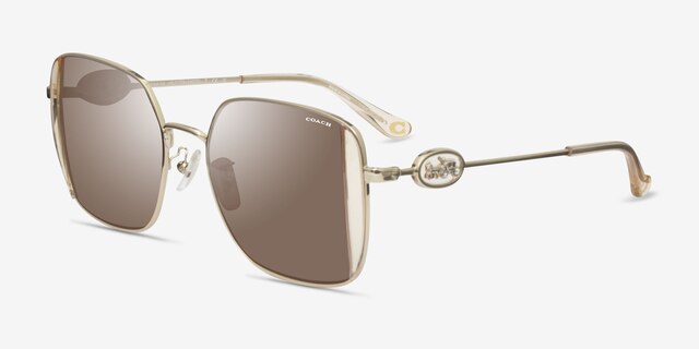 Coach HC7177B Cad72 Shiny Light Gold MetalSunglass Frames from EyeBuyDirect, Angle View