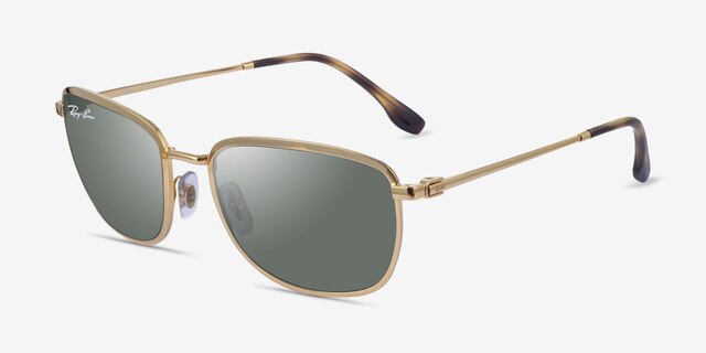 Ray-Ban RB3705 Gold MetalSunglass Frames from EyeBuyDirect, Angle View