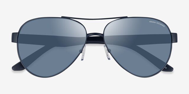 Armani Exchange AX2034S Matte Blue MetalSunglass Frames from EyeBuyDirect, Closed View