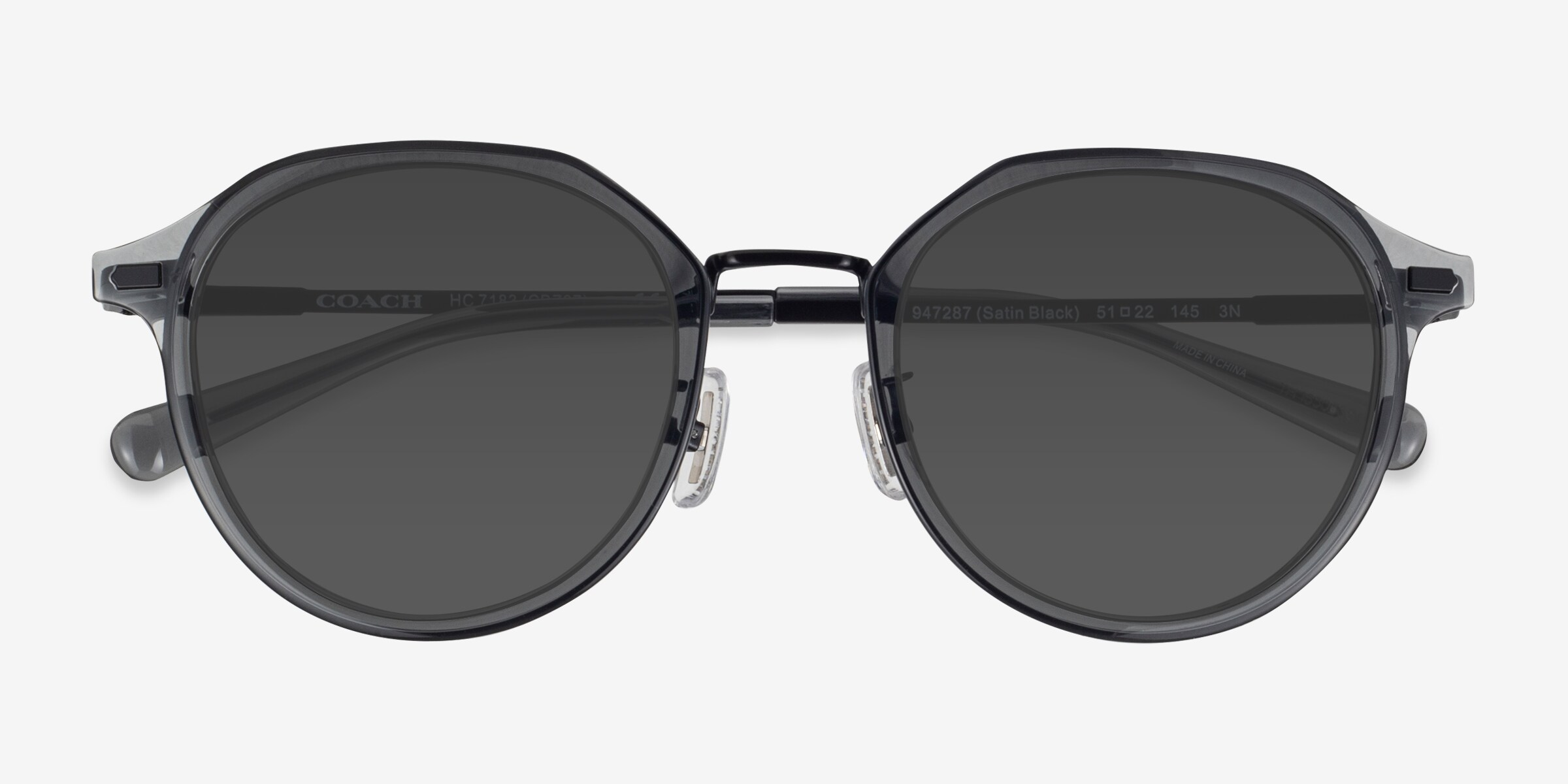 Coach HC7183 CBZ97 - Round Satin Light Gold Frame Sunglasses For