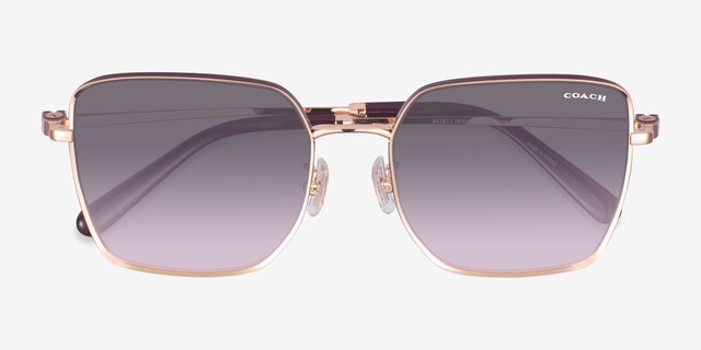 Coach HC7184D CBZ51 Shiny Rose Gold Bordeaux MetalSunglass Frames from EyeBuyDirect, Closed View