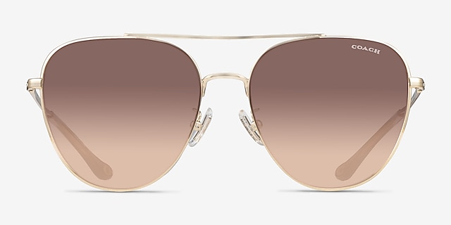Coach HC7182 CBZ89 Shiny Light Gold MétalSoleil de Lunette de vue d'EyeBuyDirect, Vue de Face