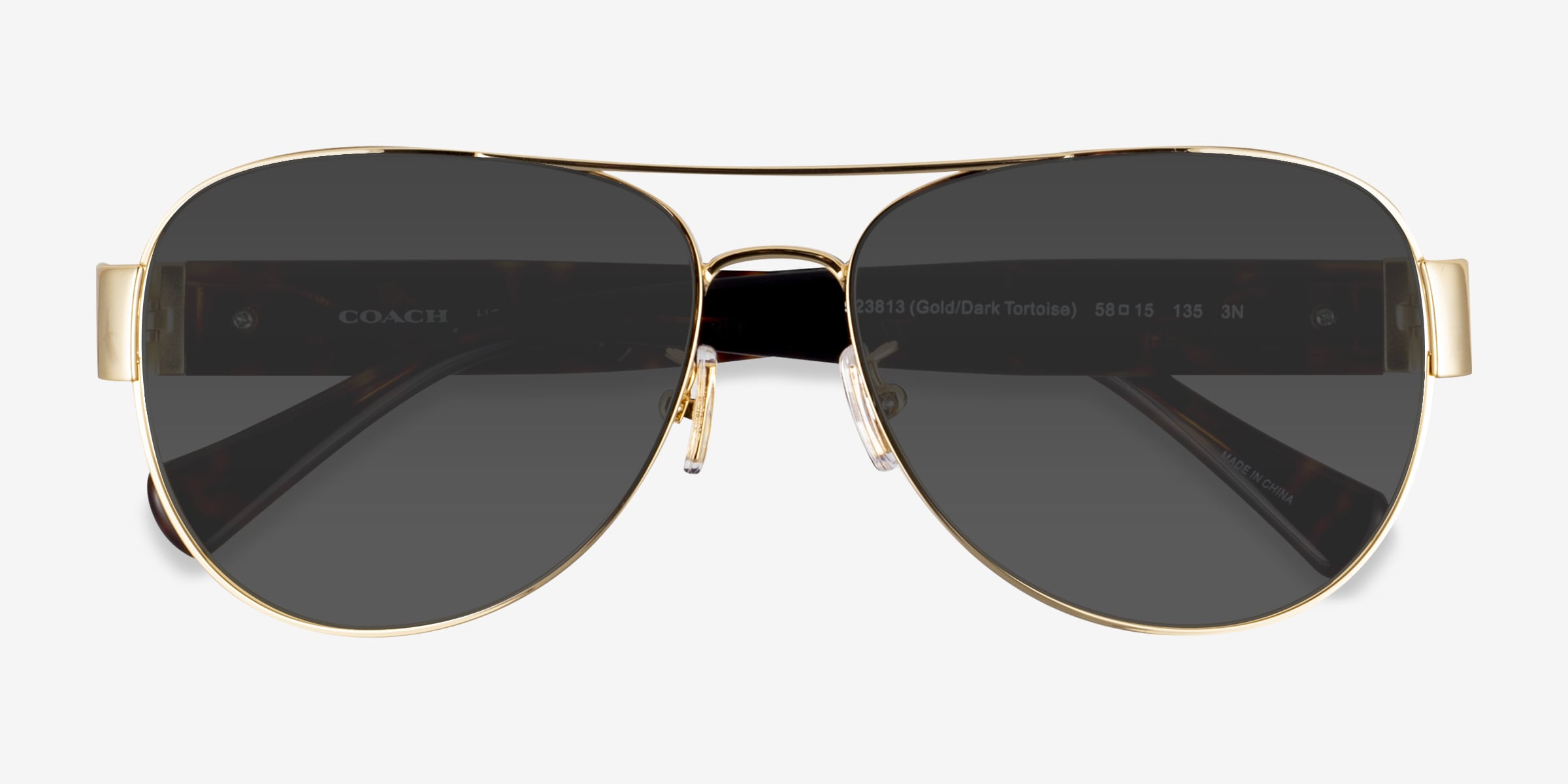 Coach HC7059 L138 - Aviator Gold Frame Sunglasses For Women  display picture 2
