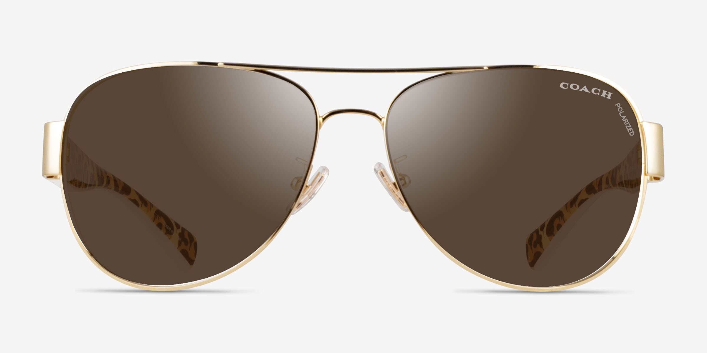 Unisex COACH Aviator Gold Frame Sunglasses with Dark Gray Lenses Coach HC7064 L151 - Aviator Light Gold Frame Sunglasses For  main image 3