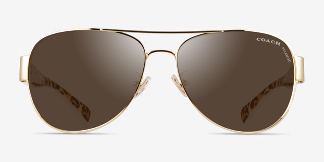 Coach HC7059 L138 Gold Ivory Wild Beast MetalSunglass Frames from EyeBuyDirect, Front View