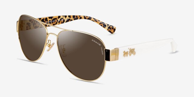 Coach HC7059 L138 Gold Ivory Wild Beast MetalSunglass Frames from EyeBuyDirect, Angle View