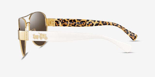 Coach HC7059 L138 Gold Ivory Wild Beast MetalSunglass Frames from EyeBuyDirect, Side View