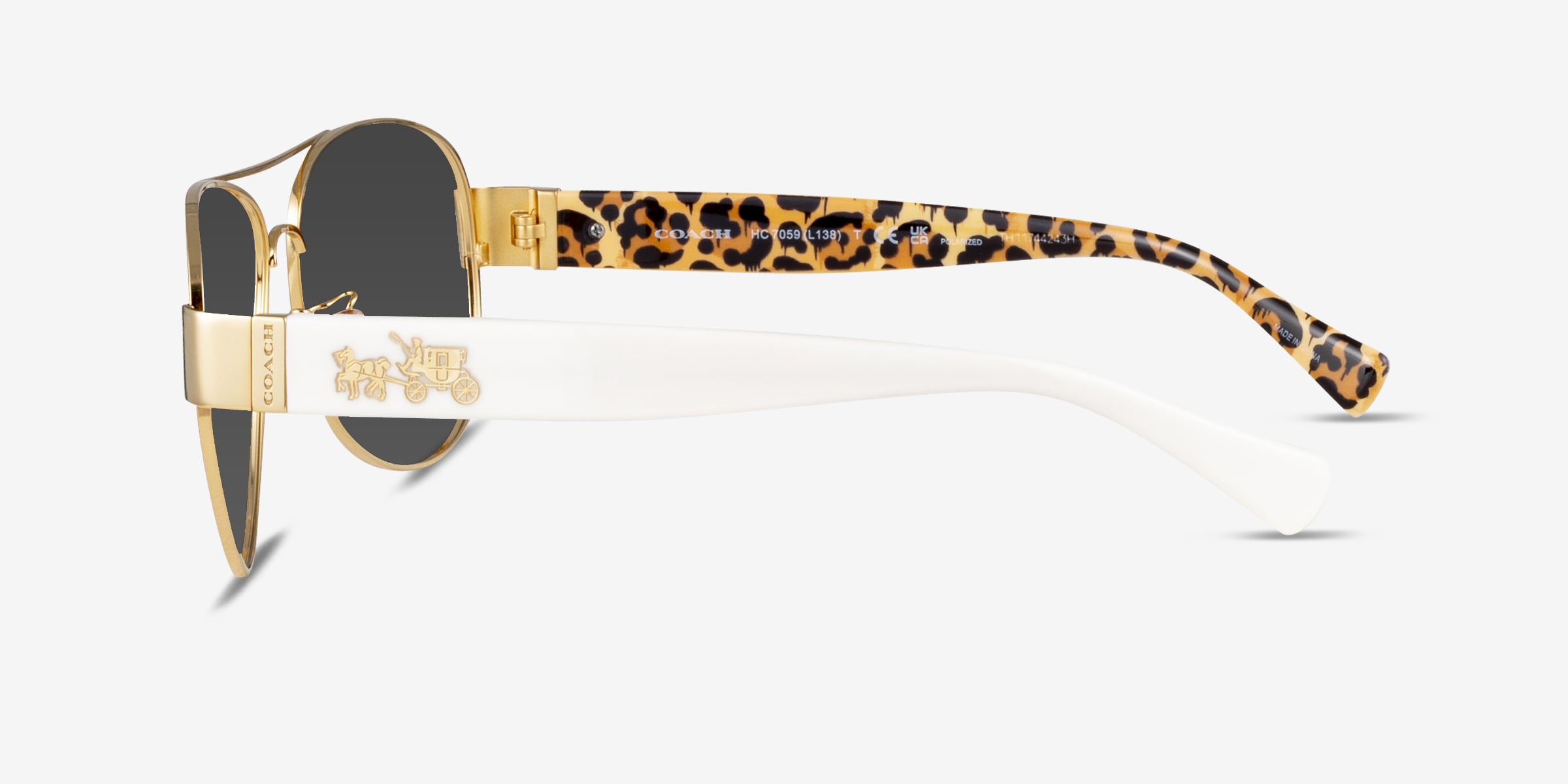 Coach HC7059 L138 - Aviator Gold Ivory Wild Beast Frame Sunglasses