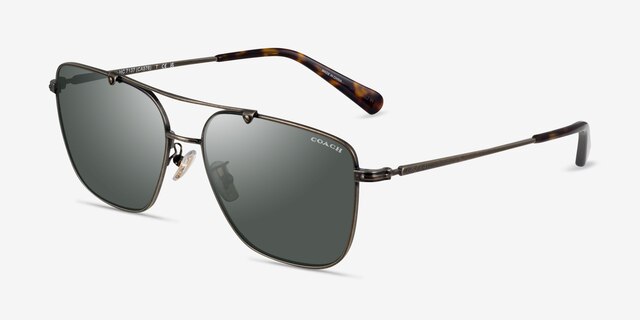 Coach HC7137 Ca576 Antique Gold MétalSoleil de Lunette de vue d'EyeBuyDirect, Vue d'Angle