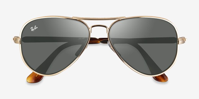 Ray-Ban RB3925 Aviator Max Arista Gold MetalSunglass Frames from EyeBuyDirect, Closed View