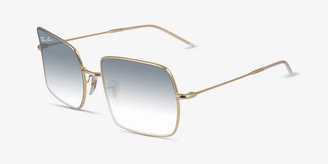 Ray-Ban Square Reverse Arista Gold MetalSunglass Frames from EyeBuyDirect, Angle View