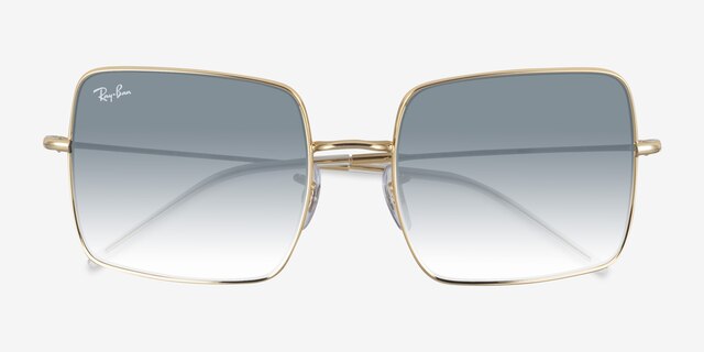 Ray-Ban Square Reverse Arista Gold MetalSunglass Frames from EyeBuyDirect, Closed View