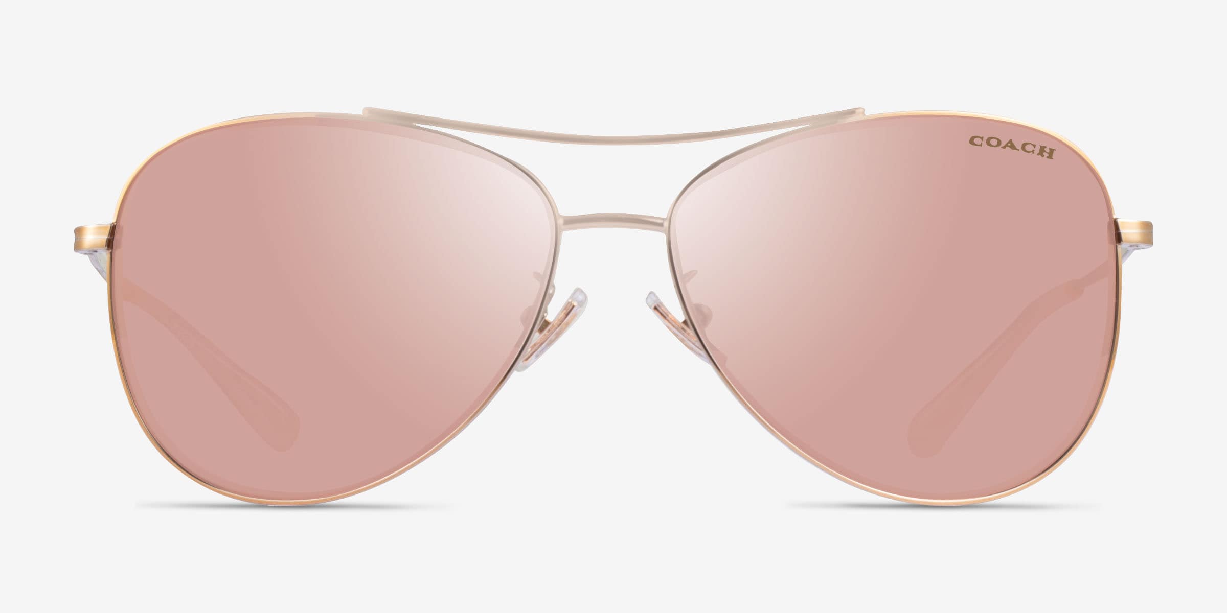 Coach HC7079 L1013 - Aviator Light Gold Frame Sunglasses For  display picture 1