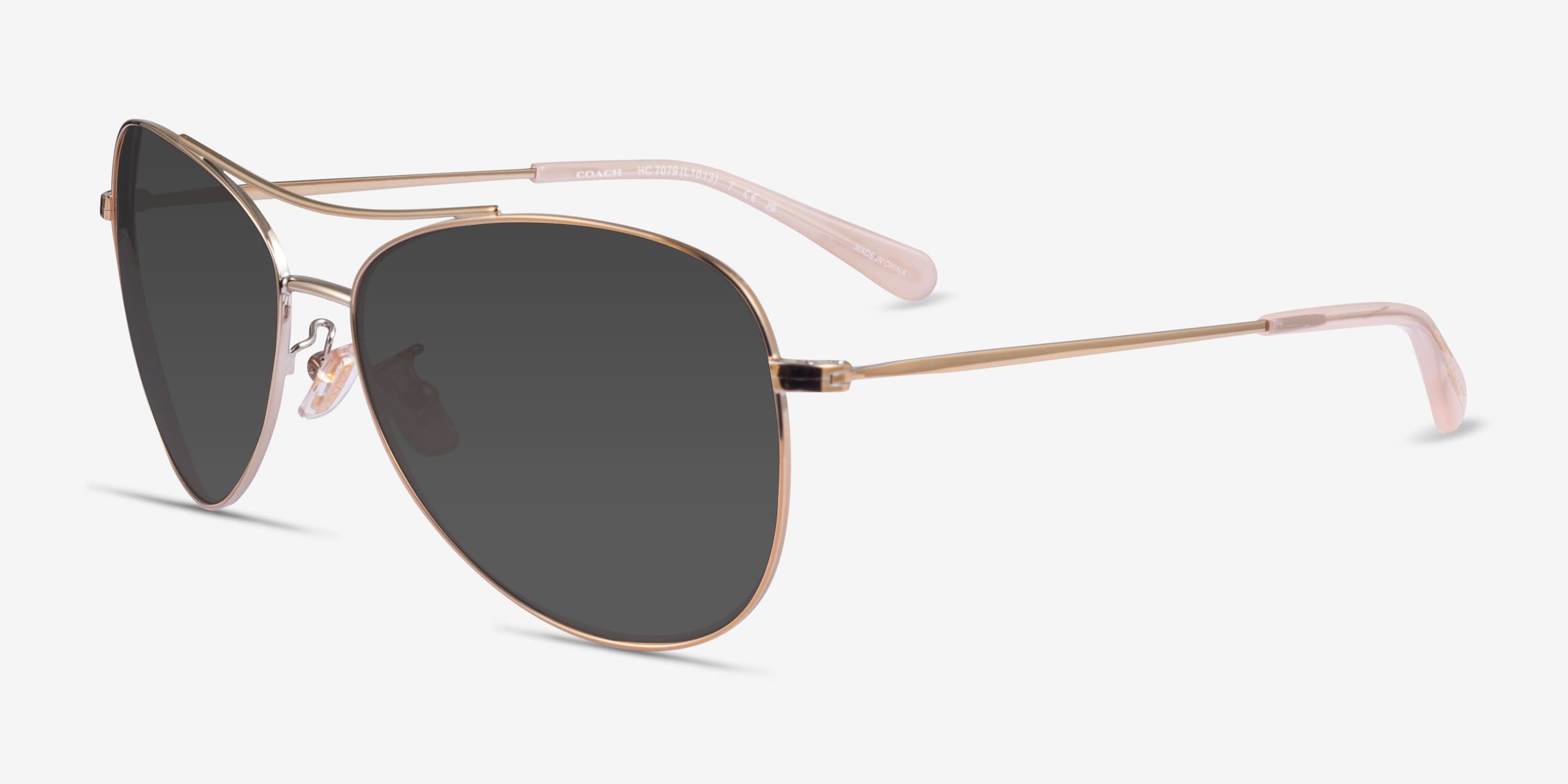 Coach L1013 HC7079 Sunglasses  Light Gold gray mirror lens pilot 58-14-140 Coach HC7079 L1013 - Aviator Light Gold Frame Sunglasses For  main image 2