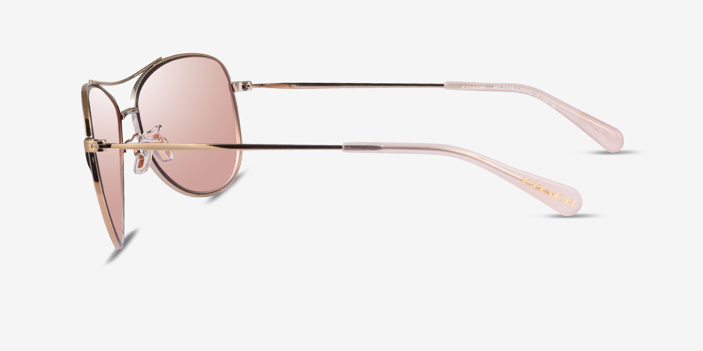 Coach HC7079 L1013 - Aviator Light Gold Frame Sunglasses For 