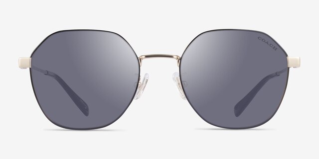 Coach HC7155 CL915 Satin Light Gold Black MétalSoleil de Lunette de vue d'EyeBuyDirect, Vue de Face