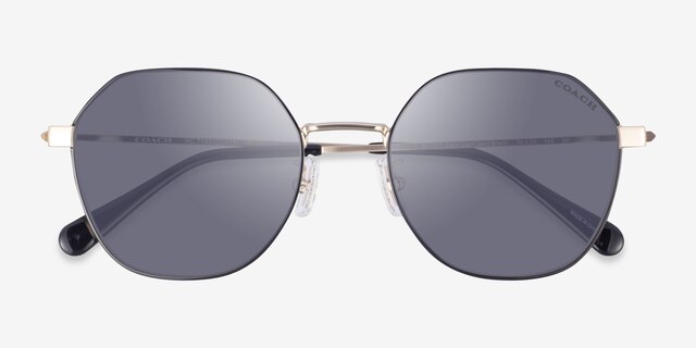 Coach HC7155 CL915 Satin Light Gold Black MetalSunglass Frames from EyeBuyDirect, Closed View