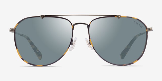 Coach HC7164 CR626 Antique Gold Tokyo Tortoise MetalSunglass Frames from EyeBuyDirect, Front View