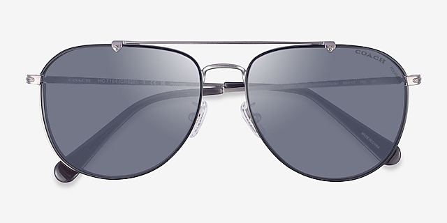 Coach HC7164 CR626 Satin Gunmetal Black MetalSunglass Frames from EyeBuyDirect, Closed View