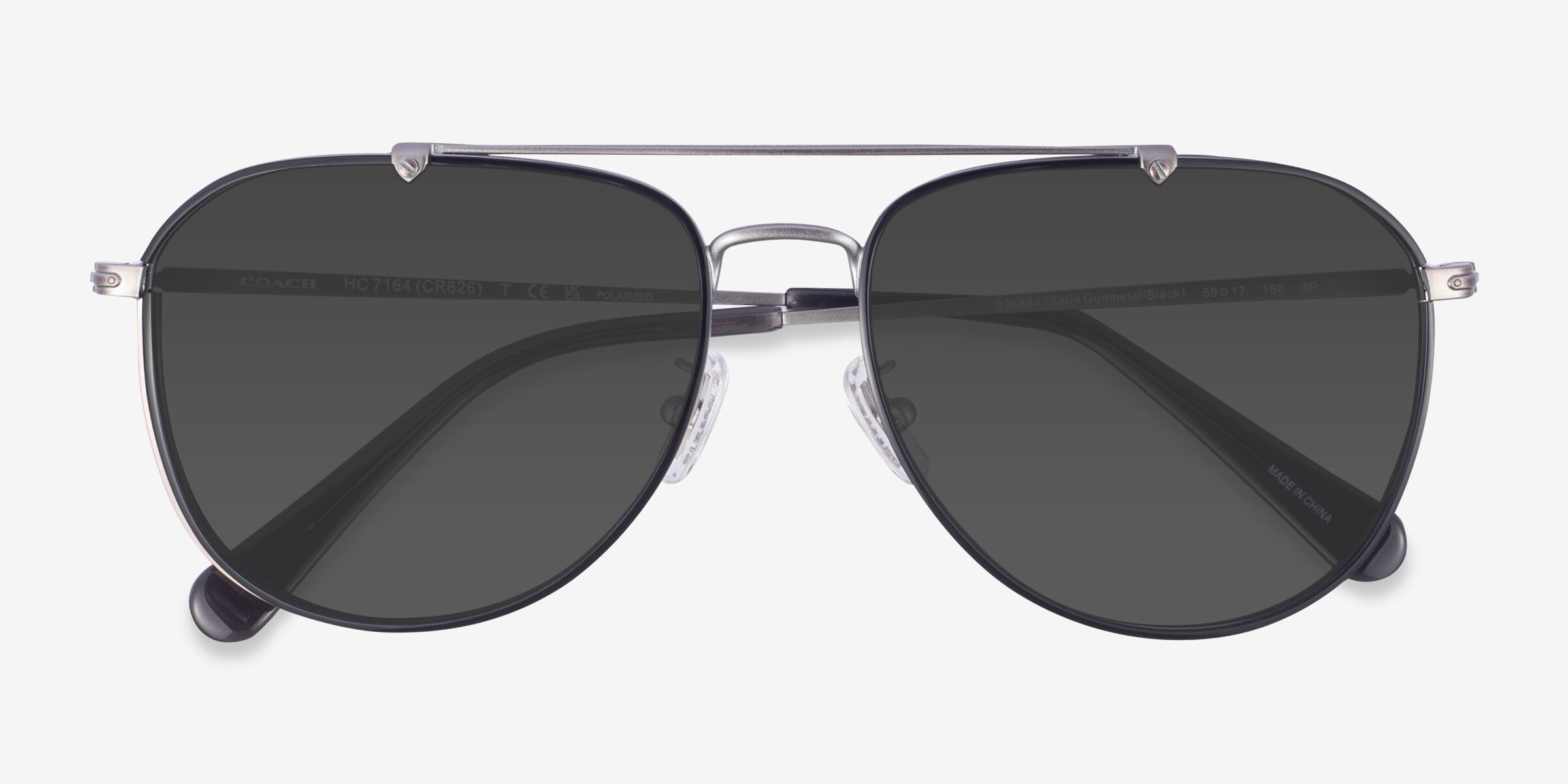 Coach HC7164 CR626 - Aviator Satin Gunmetal Black Frame