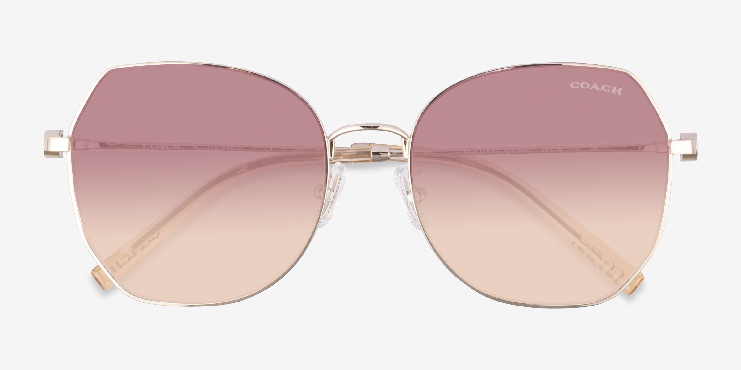 Coach HC7175 CAD79 - Geometric Shiny Light Gold Frame Sunglasses